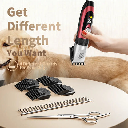 Rechargeable Cordless Dog Clippers - Built-In Battery, Low Noise, Low Vibration, LCD Digital Display Precision Grooming Kit with Deodorant Plastic Combs, Universal Pet Hair Trimmer for Dogs, Rabbits