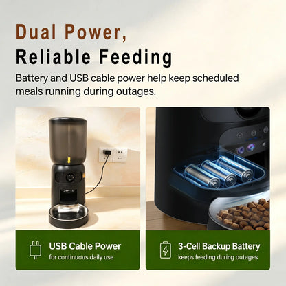 Taleboss Smart Automatic Cat Feeder with HD Camera, 5L Capacity, Laser Toy, App Control, Night Vision, Dual Band Wifi, and Two-Way Audio