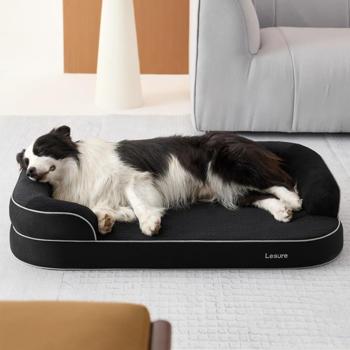 Lesure Realortho Orthopedic Dog Bed for Large and Senior Dogs - 3-Layer Premium Memory Foam with Joint Support, Waterproof Washable Cover, Ideal for Deep Sleep Comfort