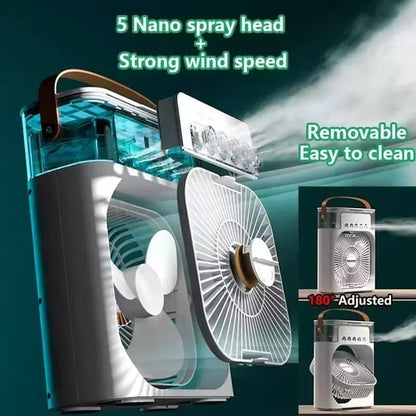 3-in-1 Portable Air Cooler with LED Night Light and Humidifier for Home and Office Use