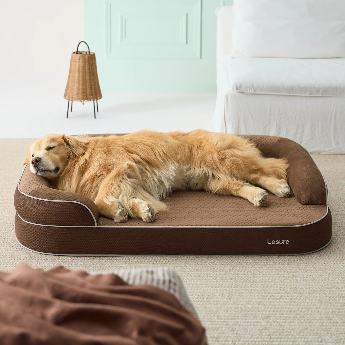 Lesure Realortho Orthopedic Dog Bed for Large and Senior Dogs - 3-Layer Premium Memory Foam with Joint Support, Waterproof Washable Cover, Ideal for Deep Sleep Comfort