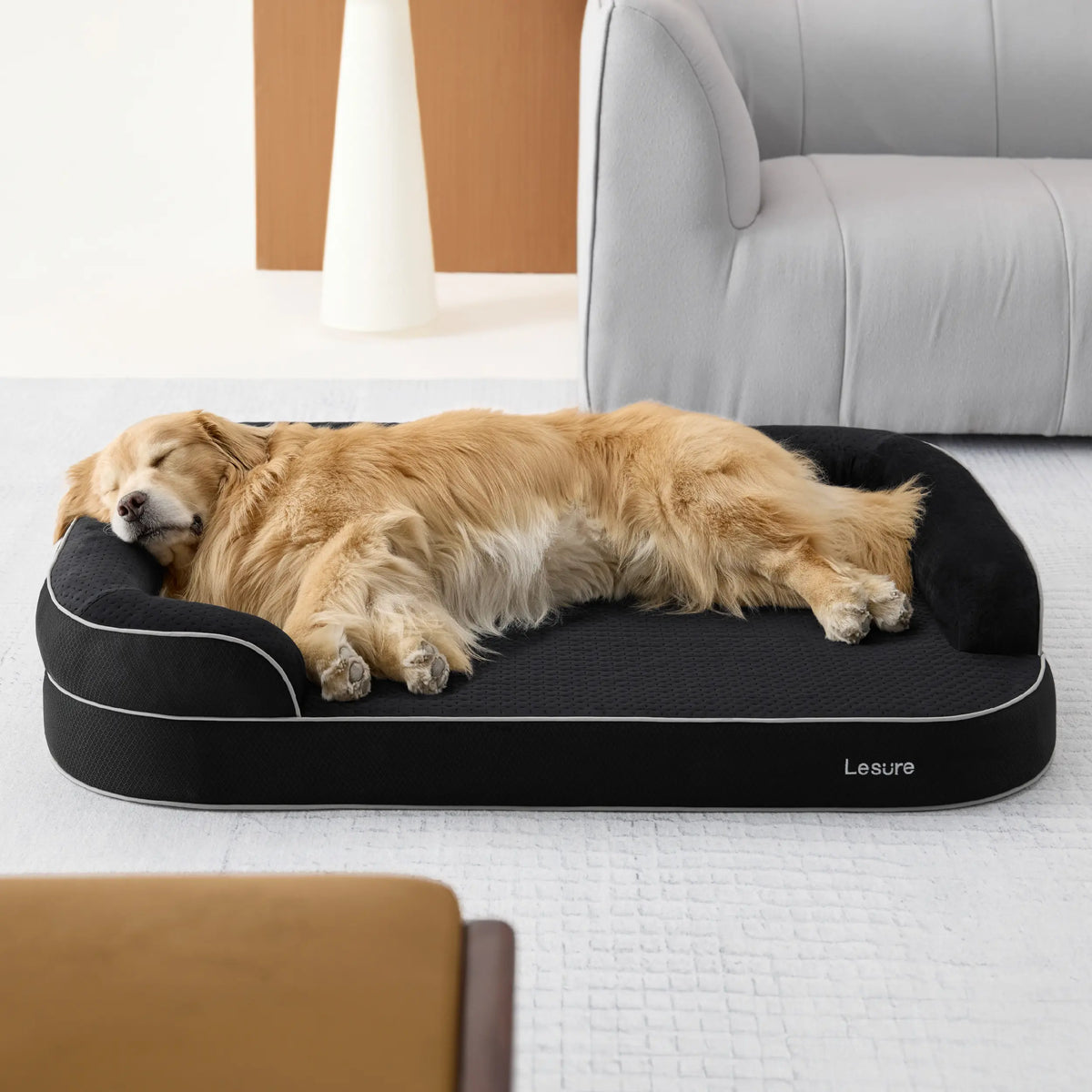 Lesure Realortho Orthopedic Dog Bed for Large and Senior Dogs - 3-Layer Premium Memory Foam with Joint Support, Waterproof Washable Cover, Ideal for Deep Sleep Comfort