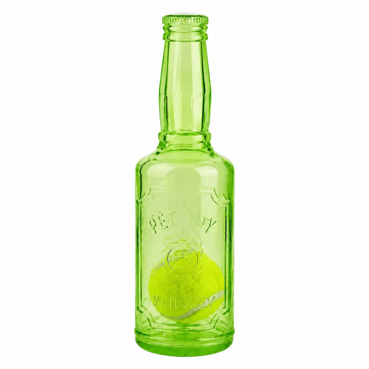 1Pc TPR Plastic Bottle-Shaped Dog Chew Toy with Tennis Ball, Interactive Fetch-Tug Toy for Small-Medium Dogs, Durable for Teeth Relief, Indoor-Outdoor Play
