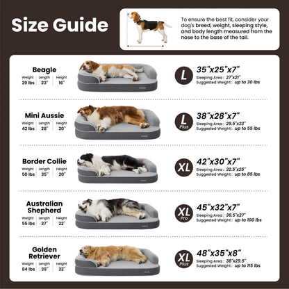 Lesure Realortho Orthopedic Dog Bed for Large and Senior Dogs - 3-Layer Premium Memory Foam with Joint Support, Waterproof Washable Cover, Ideal for Deep Sleep Comfort