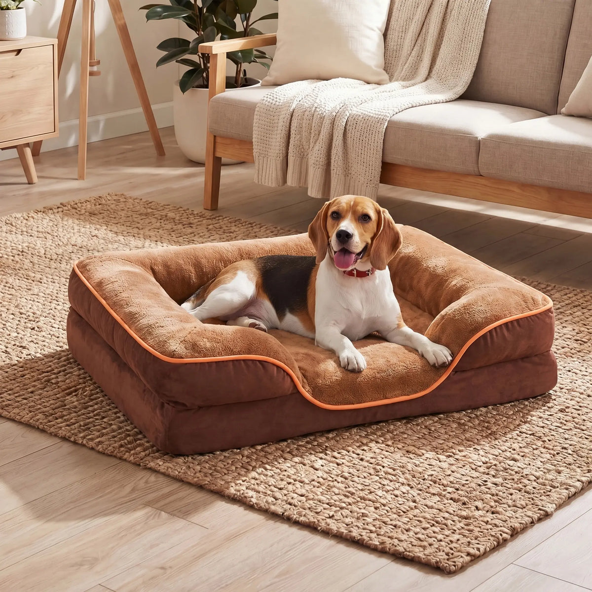 Sweetcrispy Modern Orthopedic Memory Foam Pet Bed for Large Dogs - 3-Sided Bolsters, 20" L x 24" W x 8" H, Waterproof Detachable Cover, Non-Slip Base, Joint Relief, Consistent Support, Pressure Relief, Supportive Sofa, 24 to 48 Hours Recovery