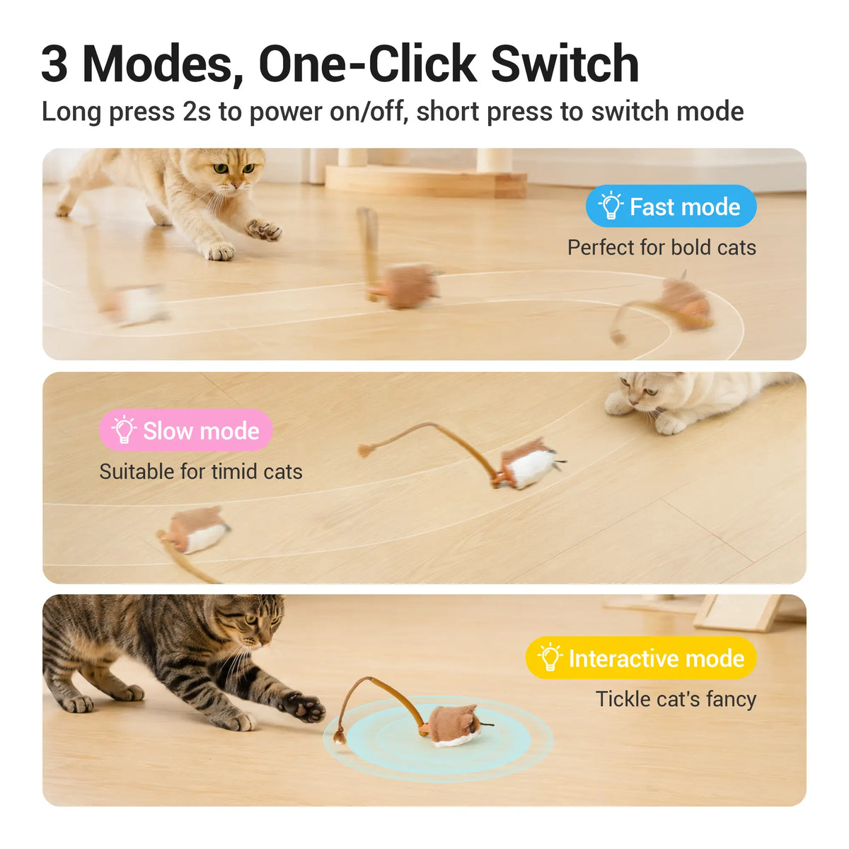 Potaroma Smart Rolling Mouse Cat Toy - Motion-Activated Electric Interactive Toy, Rechargeable Enriching Play Exercise Game for Indoor Kittens & Cats