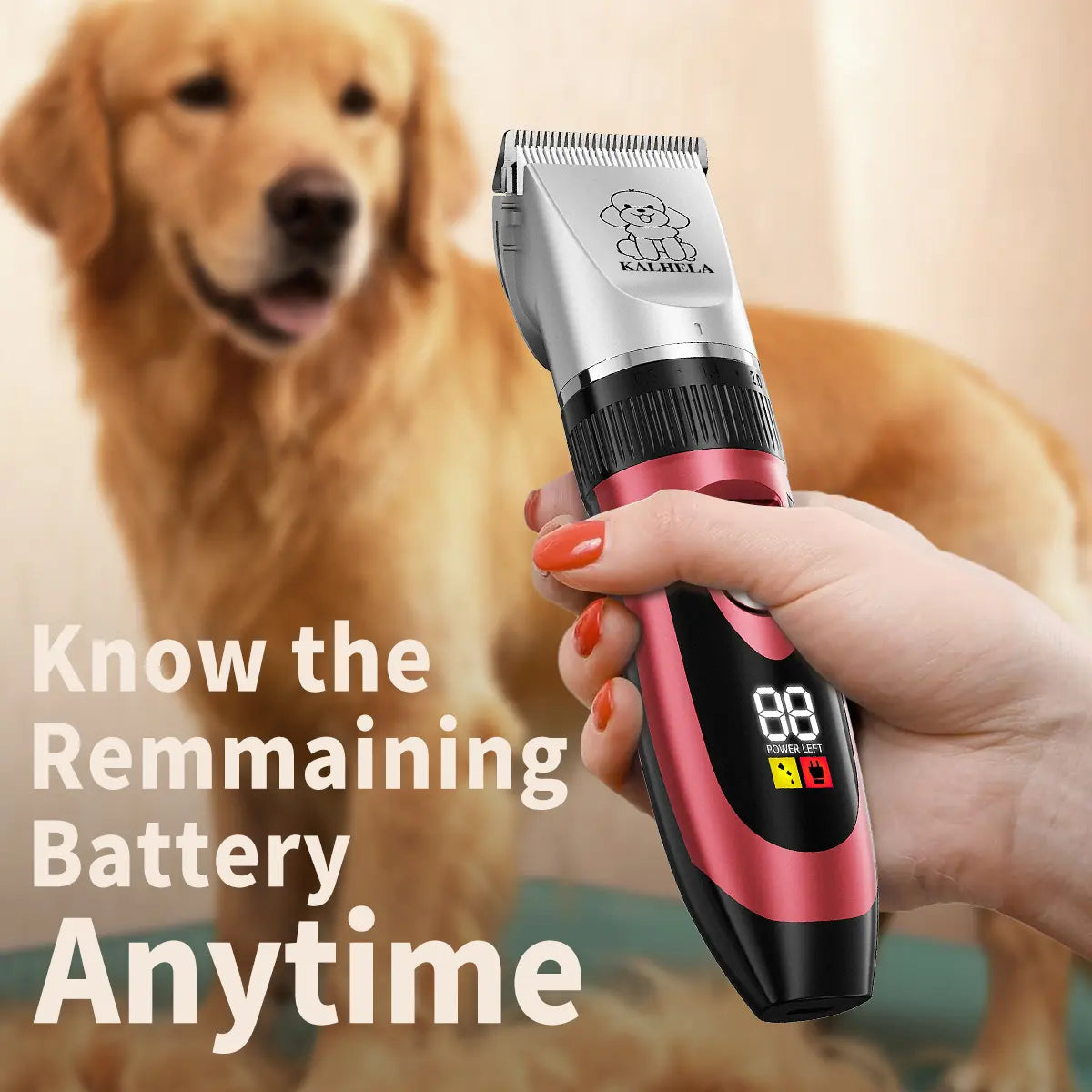 Rechargeable Cordless Dog Clippers - Built-In Battery, Low Noise, Low Vibration, LCD Digital Display Precision Grooming Kit with Deodorant Plastic Combs, Universal Pet Hair Trimmer for Dogs, Rabbits