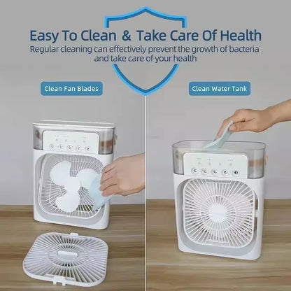 3-in-1 Portable Air Cooler with LED Night Light and Humidifier for Home and Office Use