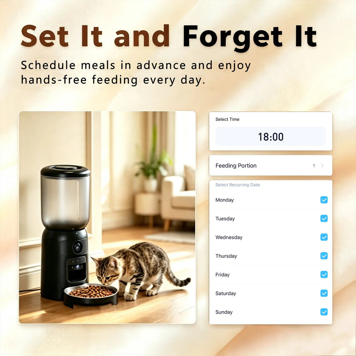 Taleboss Smart Automatic Cat Feeder with HD Camera, 5L Capacity, Laser Toy, App Control, Night Vision, Dual Band Wifi, and Two-Way Audio