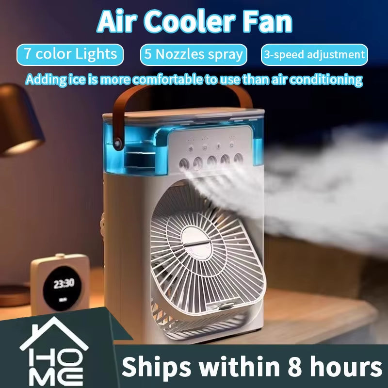 3-in-1 Portable Air Cooler with LED Night Light and Humidifier for Home and Office Use