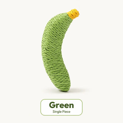 Sisal Fruit Interactive Cat Chewing Toy - 40G, Portable Banana Design, Textured for Biting and Scratching, Ideal for Indoor Play (Yellow/Green)