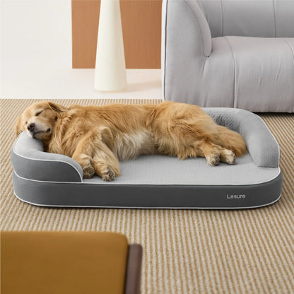 Lesure Realortho Orthopedic Dog Bed for Large and Senior Dogs - 3-Layer Premium Memory Foam with Joint Support, Waterproof Washable Cover, Ideal for Deep Sleep Comfort