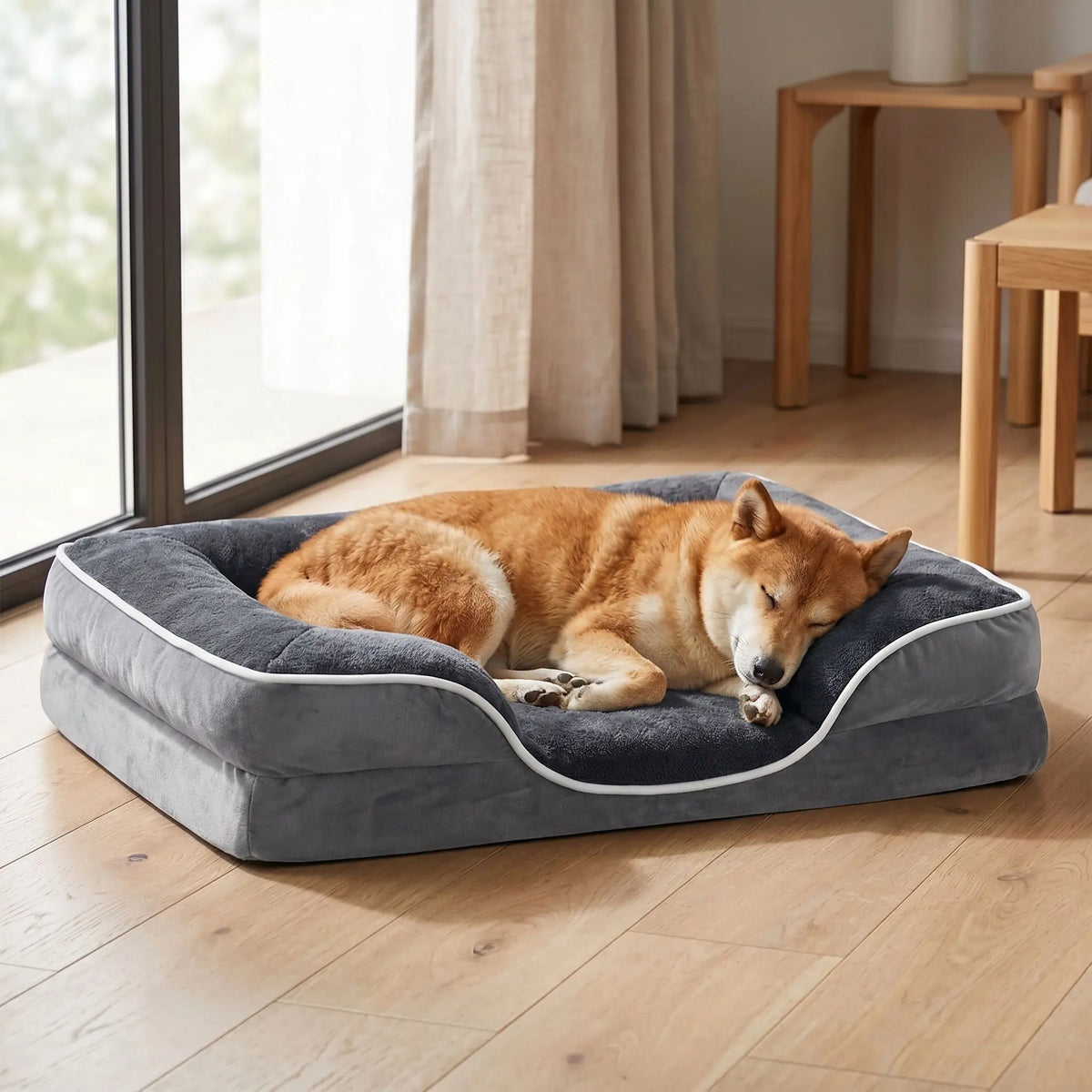 Sweetcrispy Modern Orthopedic Memory Foam Pet Bed for Large Dogs - 3-Sided Bolsters, 20" L x 24" W x 8" H, Waterproof Detachable Cover, Non-Slip Base, Joint Relief, Consistent Support, Pressure Relief, Supportive Sofa, 24 to 48 Hours Recovery
