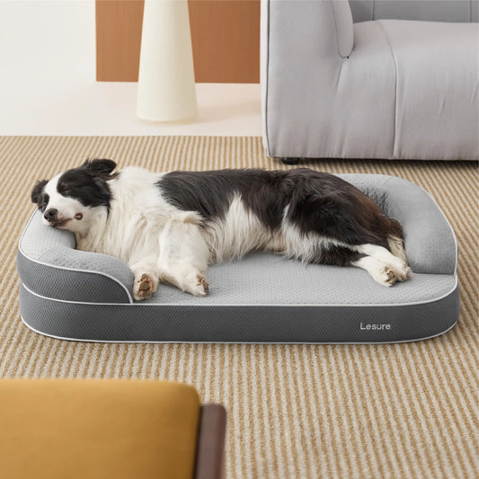 Lesure Realortho Orthopedic Dog Bed for Large and Senior Dogs - 3-Layer Premium Memory Foam with Joint Support, Waterproof Washable Cover, Ideal for Deep Sleep Comfort