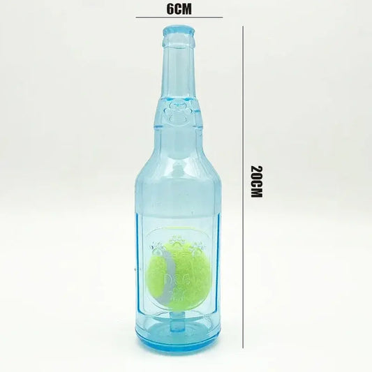 1Pc TPR Plastic Bottle-Shaped Dog Chew Toy with Tennis Ball, Interactive Fetch-Tug Toy for Small-Medium Dogs, Durable for Teeth Relief, Indoor-Outdoor Play