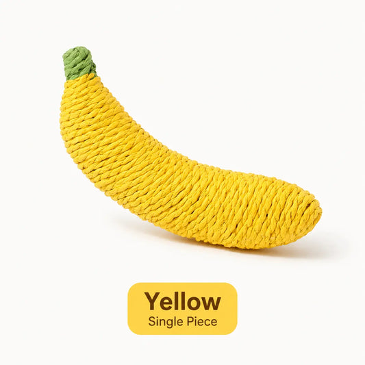 Sisal Fruit Interactive Cat Chewing Toy - 40G, Portable Banana Design, Textured for Biting and Scratching, Ideal for Indoor Play (Yellow/Green)