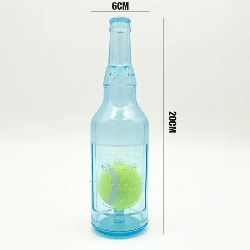 1Pc TPR Plastic Bottle-Shaped Dog Chew Toy with Tennis Ball, Interactive Fetch-Tug Toy for Small-Medium Dogs, Durable for Teeth Relief, Indoor-Outdoor Play