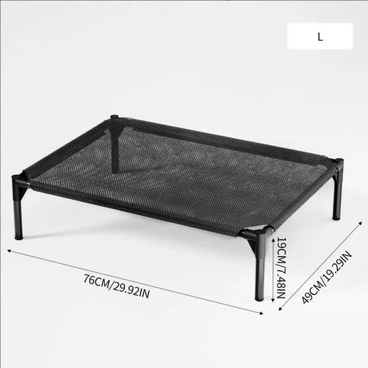 Elevated Cooling Pet Bed with Aluminum Frame and Breathable Mesh Design for Dogs and Cats - Comfortable for Indoor and Outdoor Use