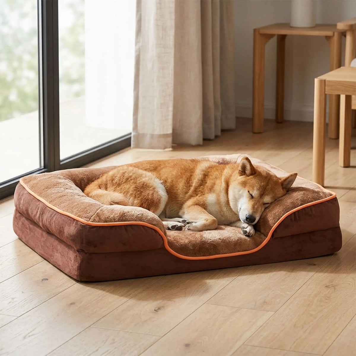 Sweetcrispy Modern Orthopedic Memory Foam Pet Bed for Large Dogs - 3-Sided Bolsters, 20" L x 24" W x 8" H, Waterproof Detachable Cover, Non-Slip Base, Joint Relief, Consistent Support, Pressure Relief, Supportive Sofa, 24 to 48 Hours Recovery