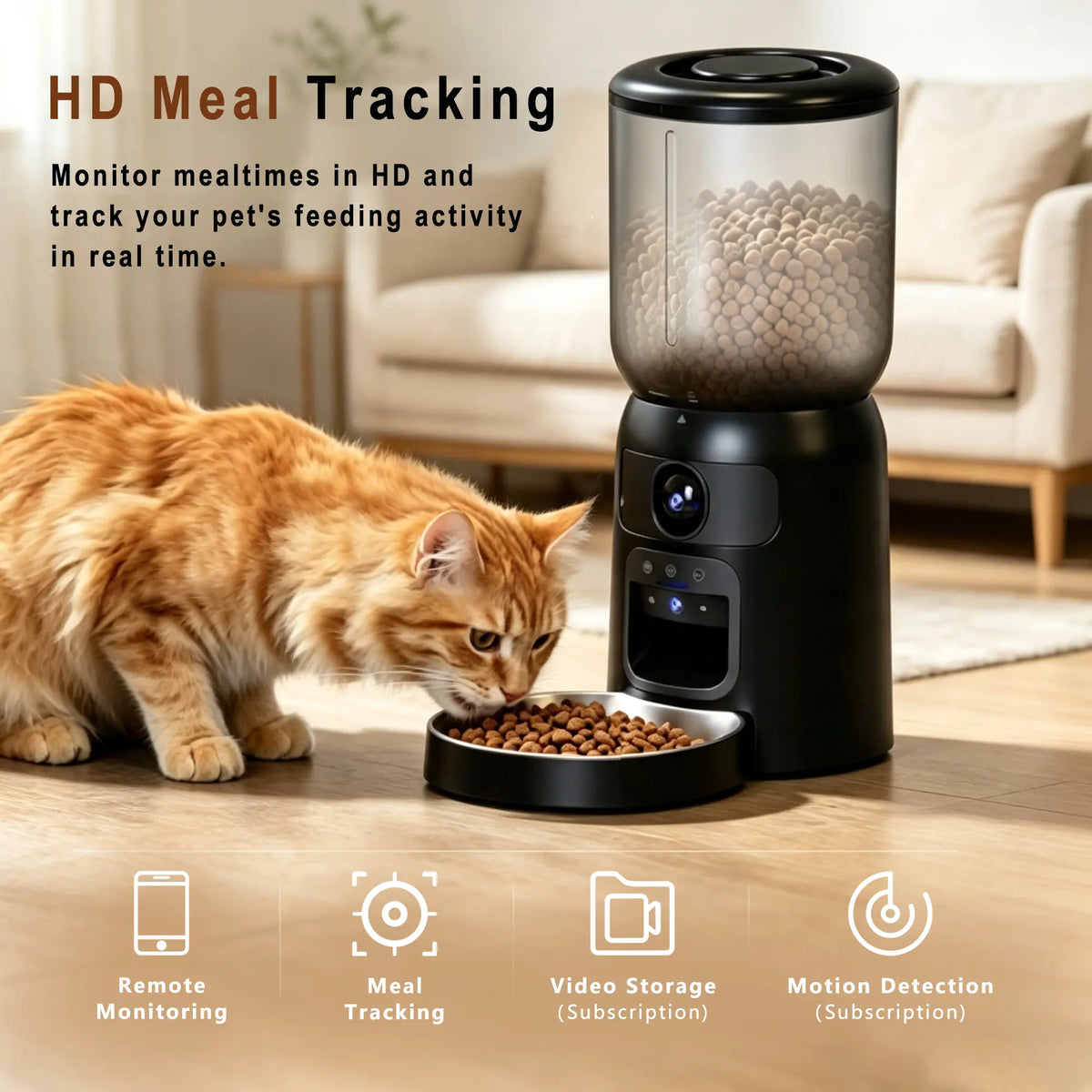Taleboss Smart Automatic Cat Feeder with HD Camera, 5L Capacity, Laser Toy, App Control, Night Vision, Dual Band Wifi, and Two-Way Audio