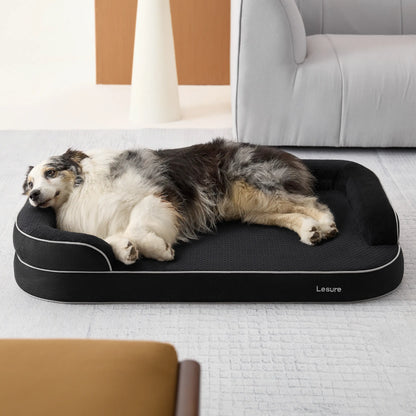 Lesure Realortho Orthopedic Dog Bed for Large and Senior Dogs - 3-Layer Premium Memory Foam with Joint Support, Waterproof Washable Cover, Ideal for Deep Sleep Comfort