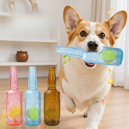 1Pc TPR Plastic Bottle-Shaped Dog Chew Toy with Tennis Ball, Interactive Fetch-Tug Toy for Small-Medium Dogs, Durable for Teeth Relief, Indoor-Outdoor Play